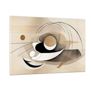 Quadro su vetro - Astrazione minimalista in beige con forme geometriche - 120x80cm - Composizione: l'essenza delle cose - Decorazione murale moderna per soggiorno e camera da letto ARTTOR