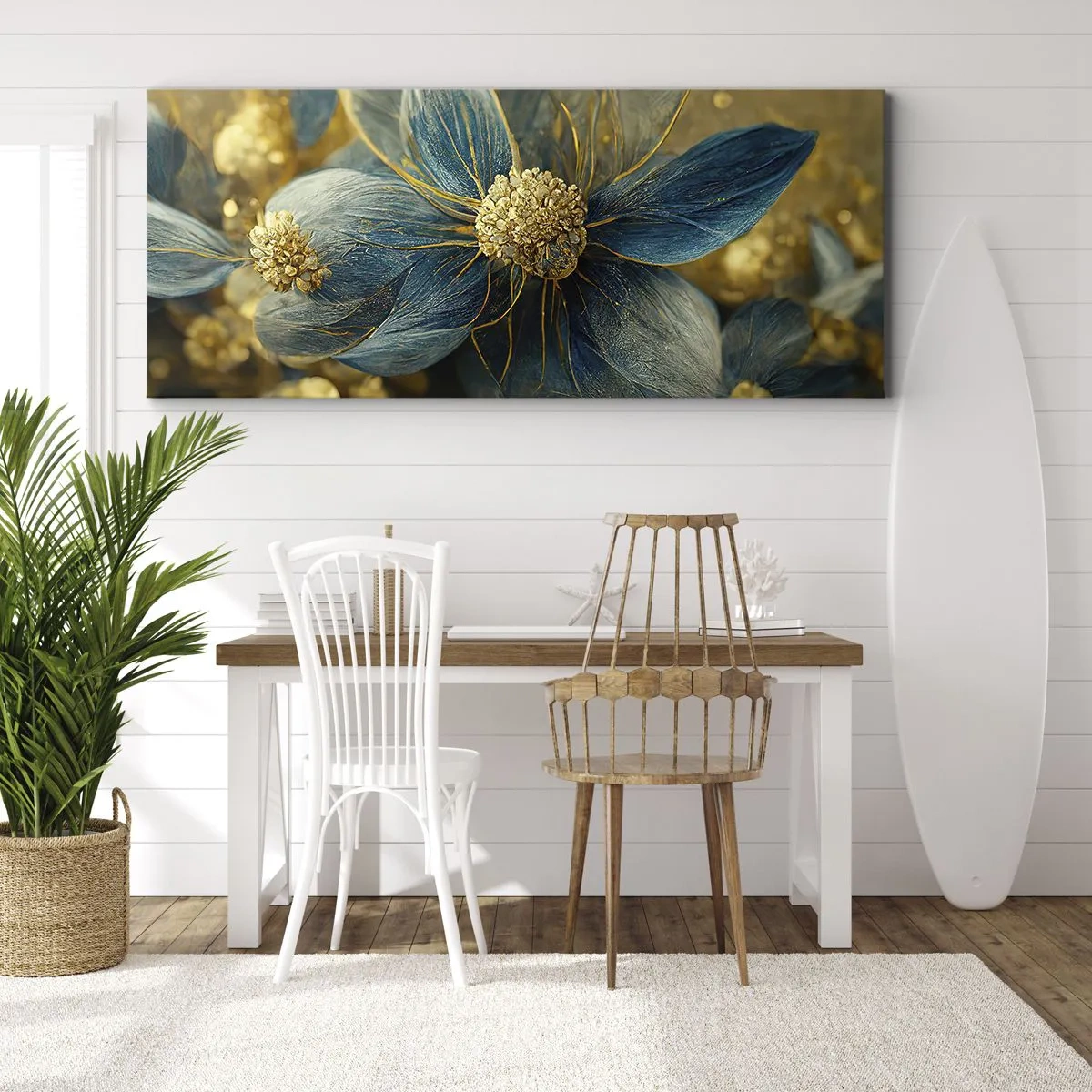 Quadro su tela - Stampe su Tela - Fiorire d'oro - 100x40 cm