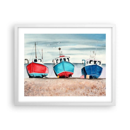 Poster in cornice bianca - Pronte alla pesca - 50x40 cm