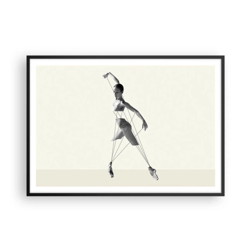 Poster in cornice nera - Ballerina in un'interpretazione geometrica con linee - 100x70cm - Nel teatro del mondo - Decorazione murale moderna per soggiorno e camera da letto ARTTOR
