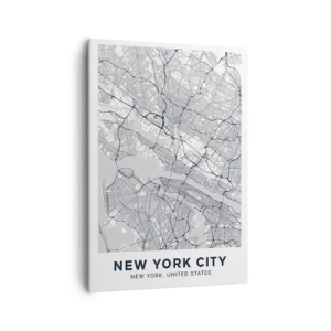 Quadro su tela - Stampe su Tela - Una mappa della città in stile minimalista su sfondo grigio - 50x70cm - Anatomia della metropoli - Decorazione murale moderna per soggiorno e camera da letto ARTTOR