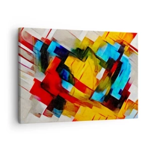 Quadro su tela - Stampe su Tela - Composizione geometrica astratta in colori vivaci - 70x50cm - Intreccio multicolore - Decorazione murale moderna per soggiorno e camera da letto ARTTOR