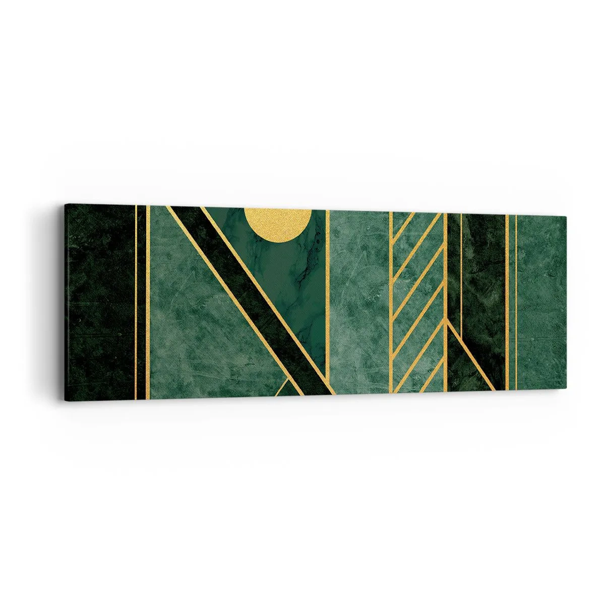 Quadro su tela - Stampe su Tela - Dinamica di oro e azzurro - 90x30 cm