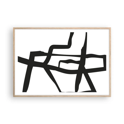 Poster in cornice rovere chiaro - Struttura bianca e nera - 100x70 cm