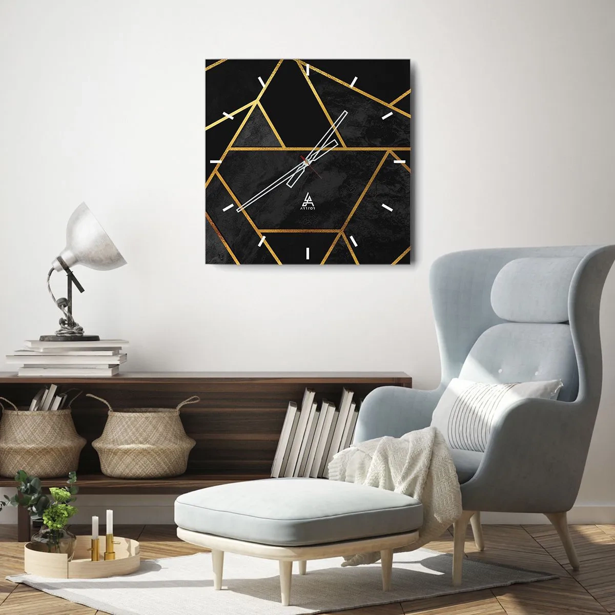 Orologio da parete - Orologio in Vetro - Oscurità e luce - 40x40 cm