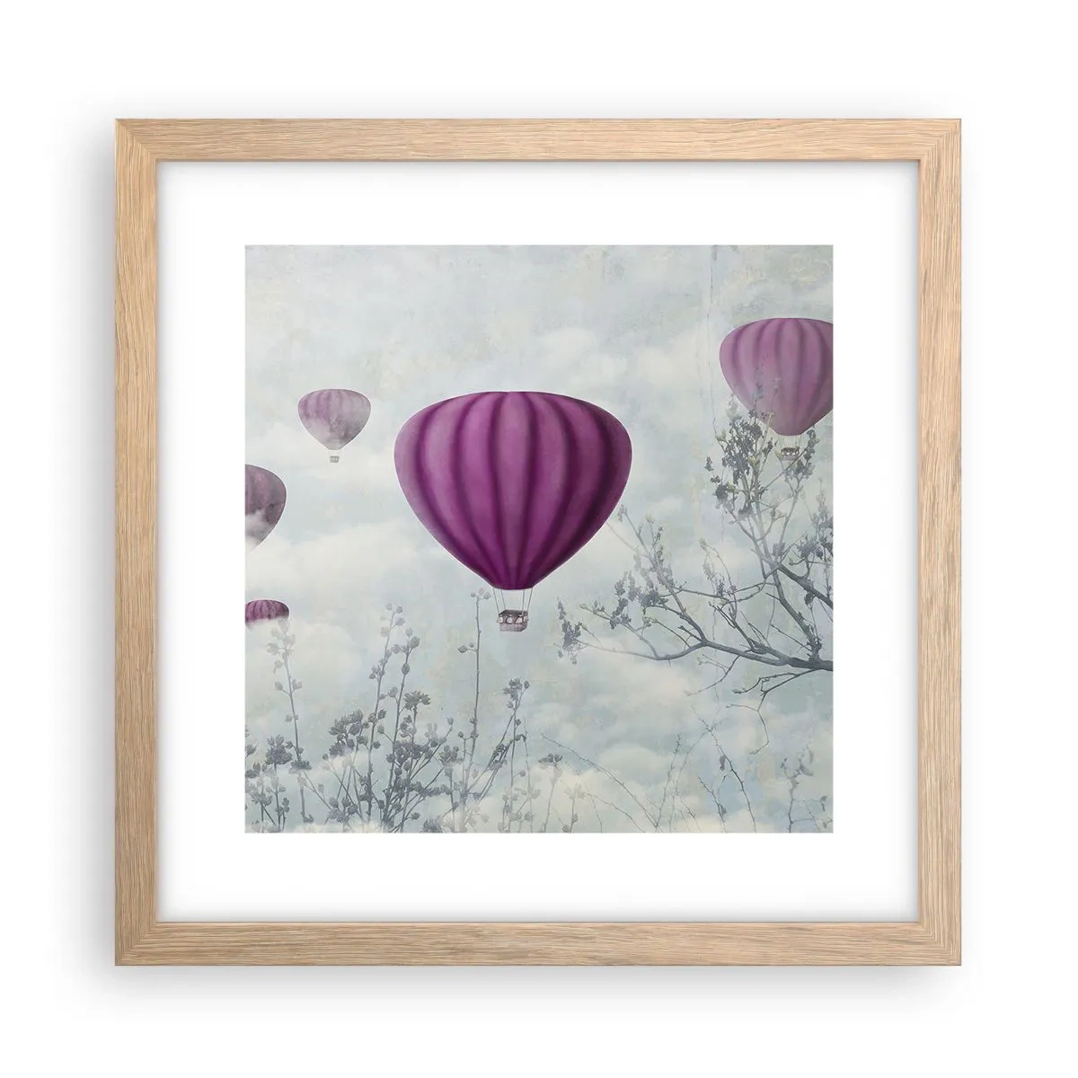 Poster in cornice rovere chiaro - Come navi nel cielo - 30x30 cm