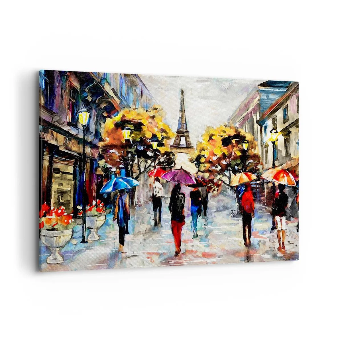 Quadro su tela - Stampe su Tela - Una passeggiata autunnale a Parigi con vista sulla Torre Eiffel - 120x80cm - Bella soprattutto d'autunno - Decorazione murale moderna per soggiorno e camera da letto ARTTOR
