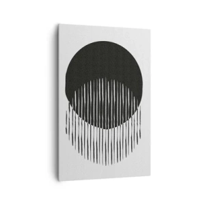 Quadro su tela - Stampe su Tela - Due cerchi sovrapposti con linee bianche e nere - 80x120cm - Il suo alter ego - Decorazione murale moderna per soggiorno e camera da letto ARTTOR