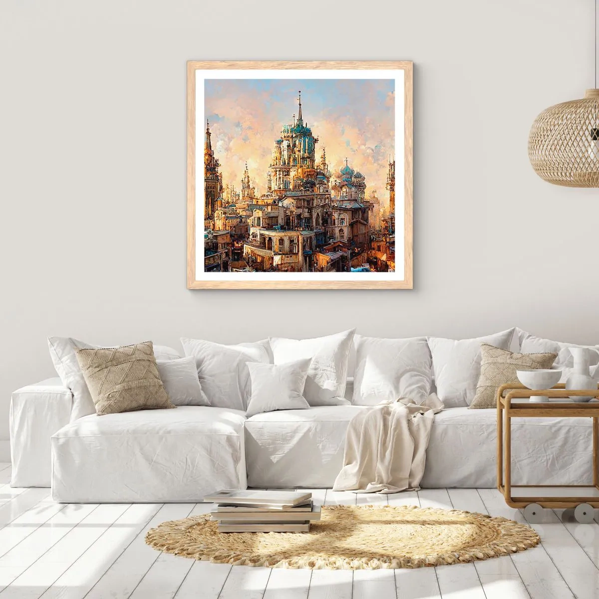 Poster in cornice rovere chiaro - La città delle città - 40x40 cm