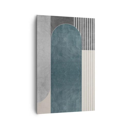 Quadro su tela - Stampe su Tela - Astrazione geometrica nei toni del grigio e del verde - 80x120cm - Composizione orizzontale - Decorazione murale moderna per soggiorno e camera da letto ARTTOR