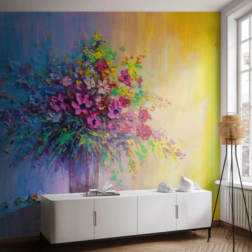 Fotomurali Autoadesivo Deluxe Sticker - Dono di un prato estivo - Fiori in un vaso, Pezzo, Mazzo di fiori - 450x315 cm