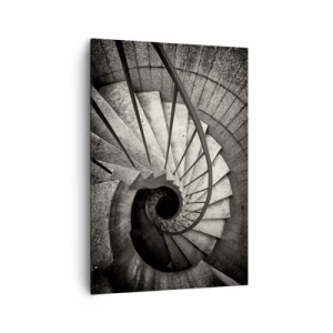 Quadro su tela - Stampe su Tela - Scala a chiocciola bianca e nera in stile moderno - 70x100cm - Salire e scendere - Decorazione murale moderna per soggiorno e camera da letto ARTTOR