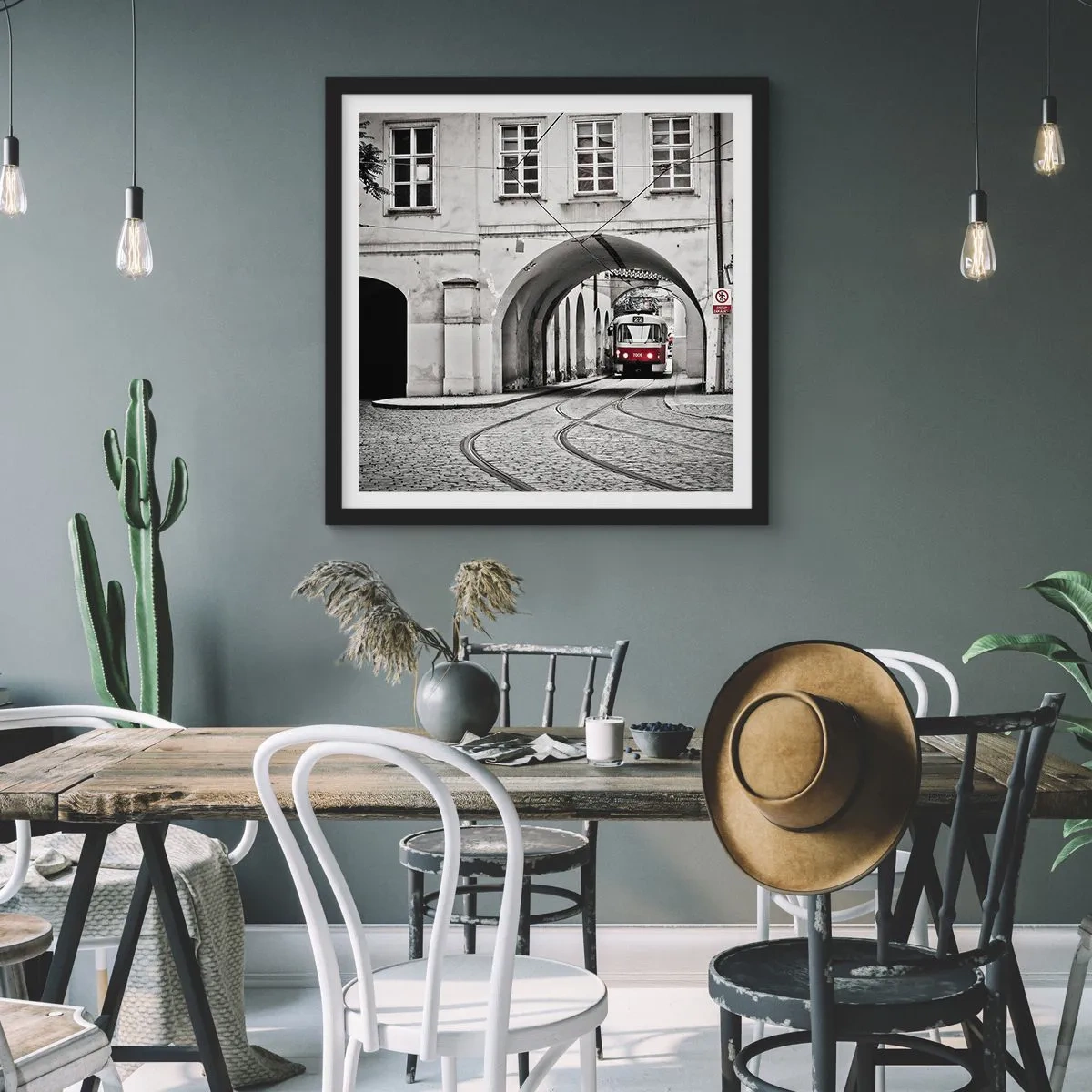 Poster in cornice nera - Attraverso il labirinto cittadino - 30x30 cm