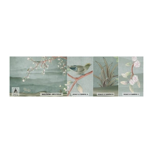 Campione di Fotomurale Premium Canvas - Eccoti primavera - Pastello, Uccelli, Fiori - 100x30 cm