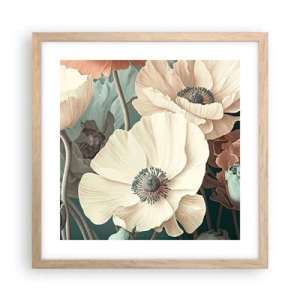 Poster in cornice rovere chiaro - Il sussurro dei papaveri - 40x40 cm