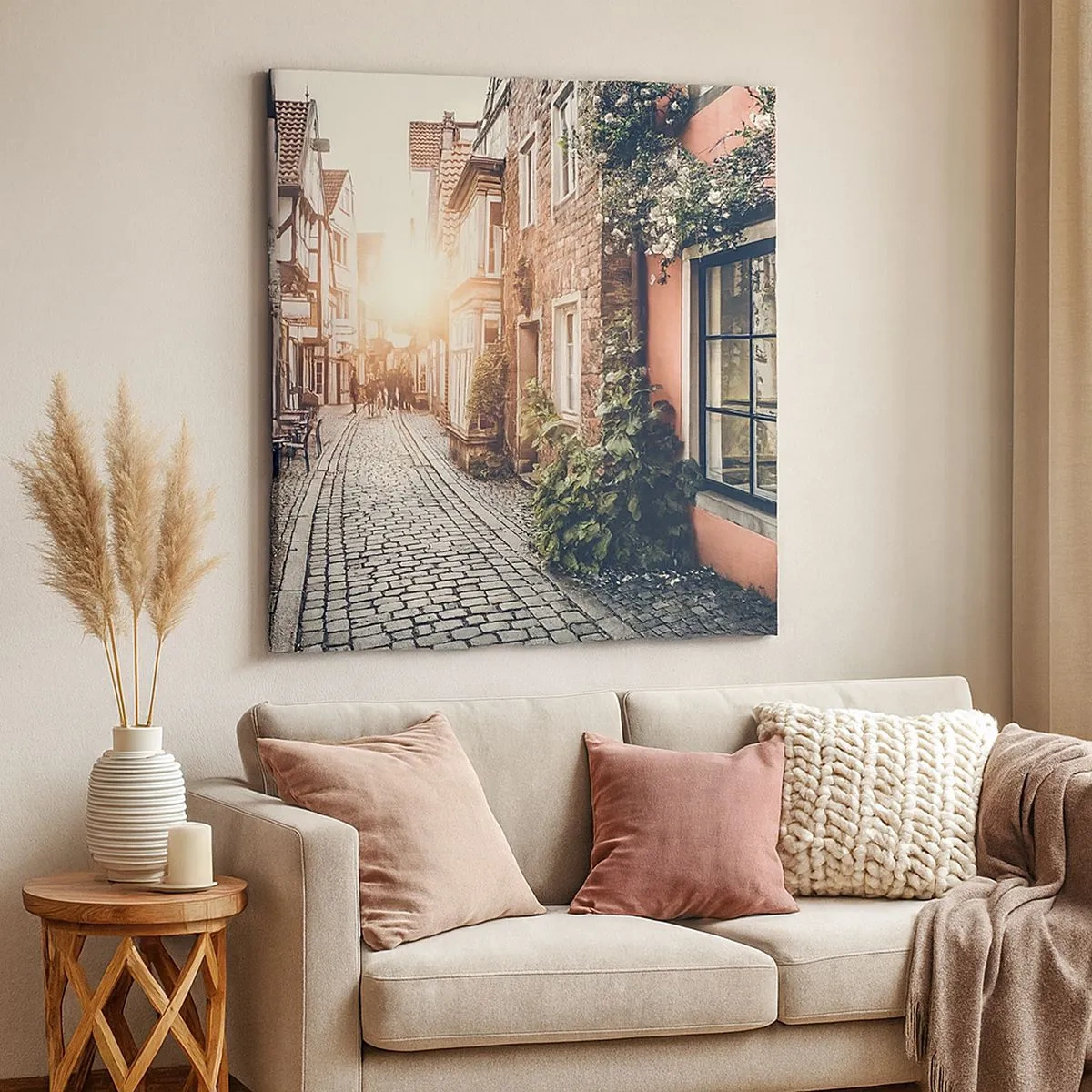 Quadro su tela - Stampe su Tela - L'angolo delle rose nella luce rosata - 30x30 cm