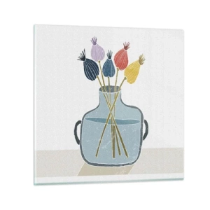 Quadro su vetro - Il silenzio dei papaveri - 30x30 cm