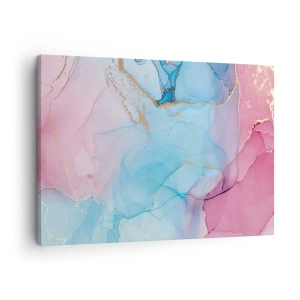 Quadro su tela - Stampe su Tela - Motivi pastello astratti con accenti dorati - 70x50cm - Incontro e compenetrazione - Decorazione murale moderna per soggiorno e camera da letto ARTTOR