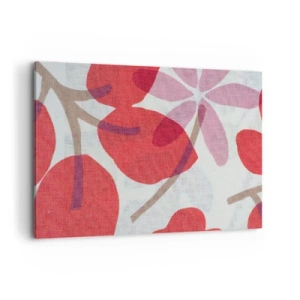 Quadro su tela - Stampe su Tela - Fiori e foglie nelle tonalità del rosso e del rosa - 100x70cm - Composizione di fiori in rosa - Decorazione murale moderna per soggiorno e camera da letto ARTTOR