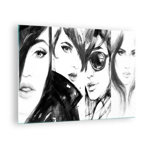 Quadro su vetro - Ritratti di donne in bianco e nero - 70x50cm - Bellezza moltiplicata - Decorazione murale moderna per soggiorno e camera da letto ARTTOR