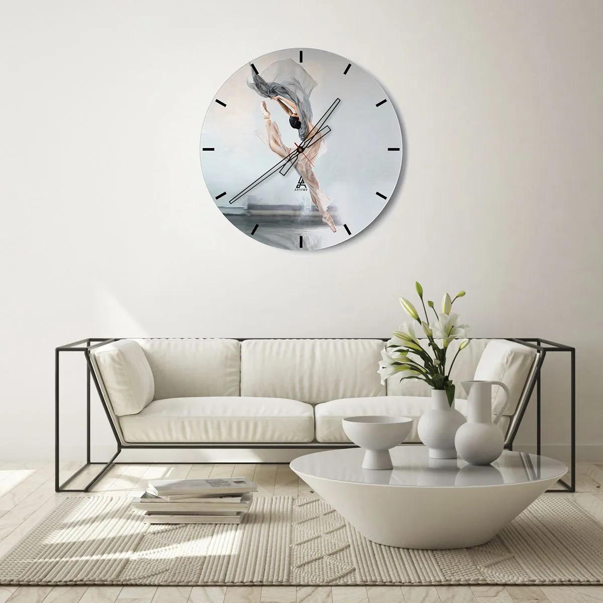 Orologio da parete - Orologio in Vetro - Striature astratte dorate su sfondo blu nello stile fluido. - 30x30cm - Nell'estasi della danza - Decorazione murale moderna per soggiorno, cucina e camera da letto ARTTOR