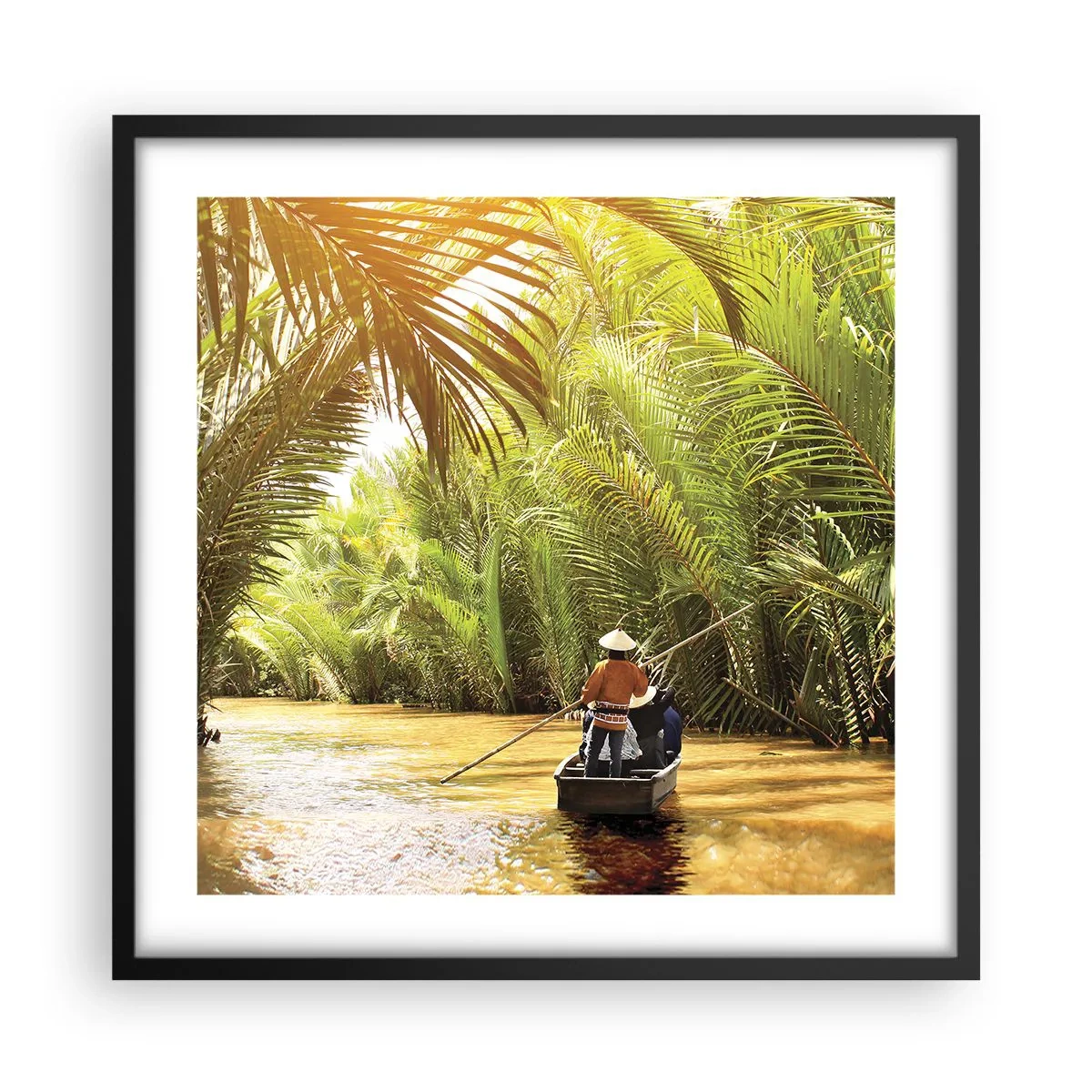Poster in cornice nera - Tunnel di palme - 50x50 cm