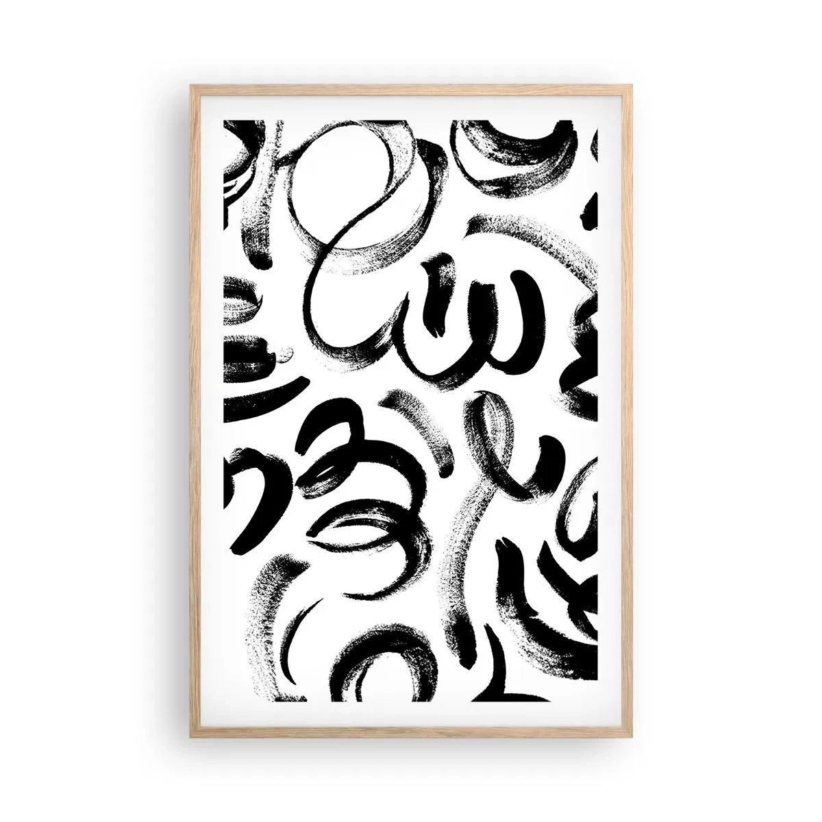 Poster in cornice rovere chiaro - Nero su bianco - 61x91 cm