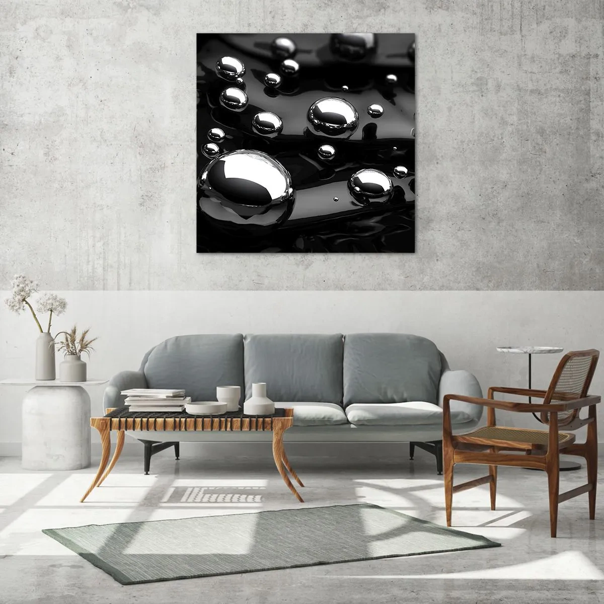 Quadro su vetro - Toni di nero - 60x60 cm