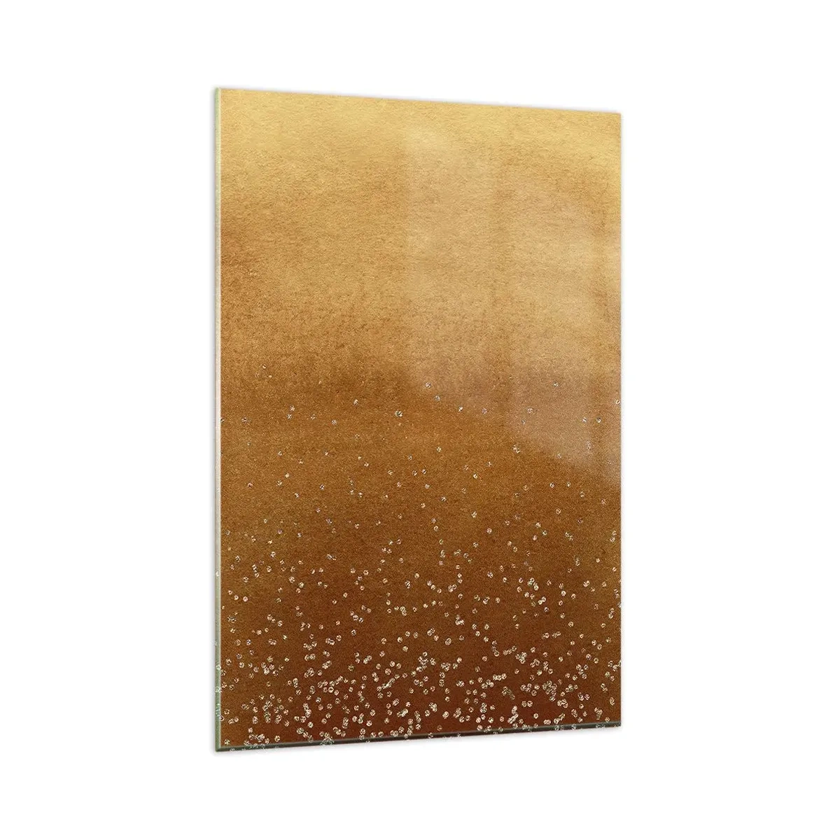 Quadro su vetro - Una sfumatura dorata con sottili riflessi e decorazioni - 80x120cm - La nascita della luce - Decorazione murale moderna per soggiorno e camera da letto ARTTOR