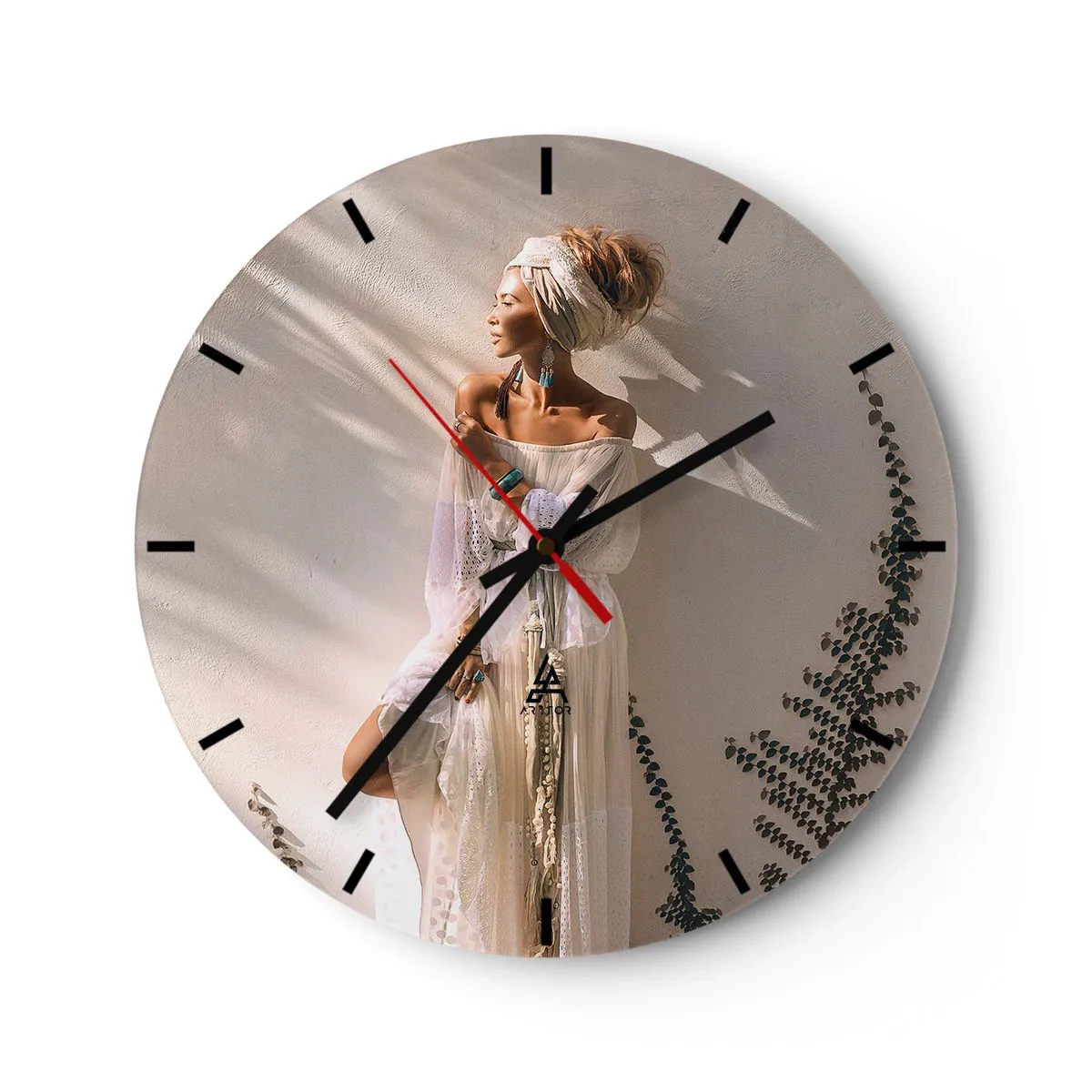 Orologio da parete - Orologio in Vetro - Il sole e la ragazza - 40x40 cm