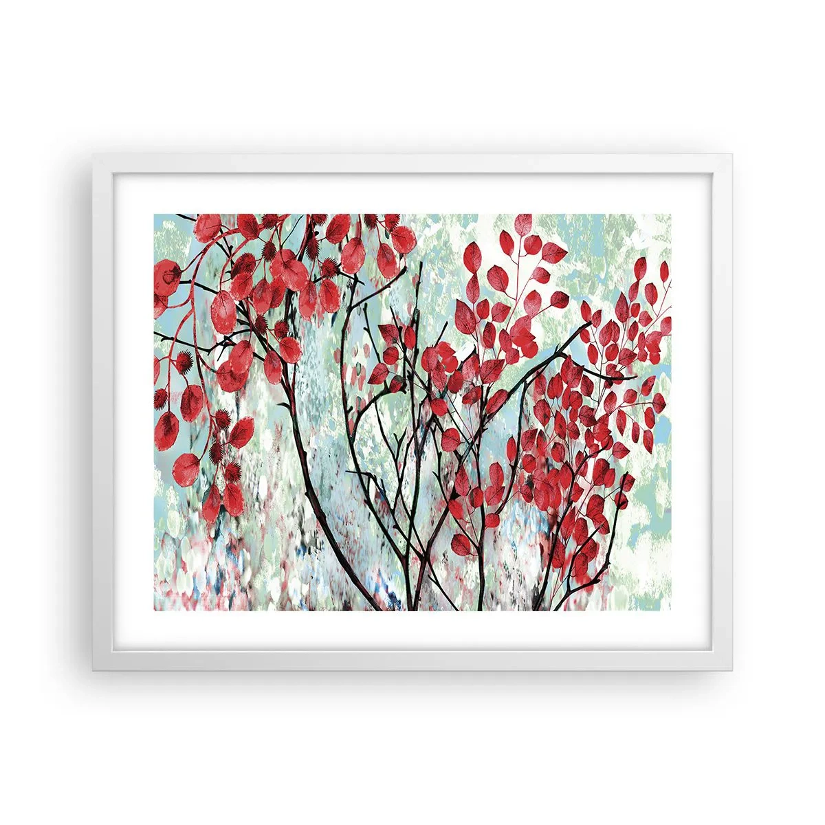 Poster in cornice bianca - Albero in scarlatto - 50x40 cm