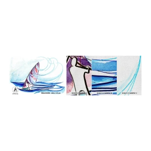 Campione di Fotomurale Premium Canvas - Con il vento al ritmo delle onde - Windsurf, Sport, Mare - 100x30 cm