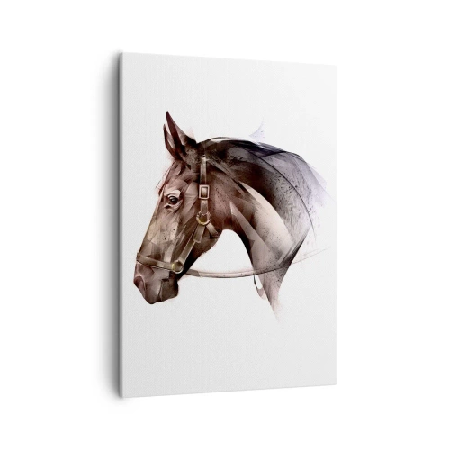 Quadro su tela - Stampe su Tela - Un profilo di cavallo in una delicata forma artistica su uno sfondo bianco - 50x70cm - Che grazia - Decorazione murale moderna per soggiorno e camera da letto ARTTOR