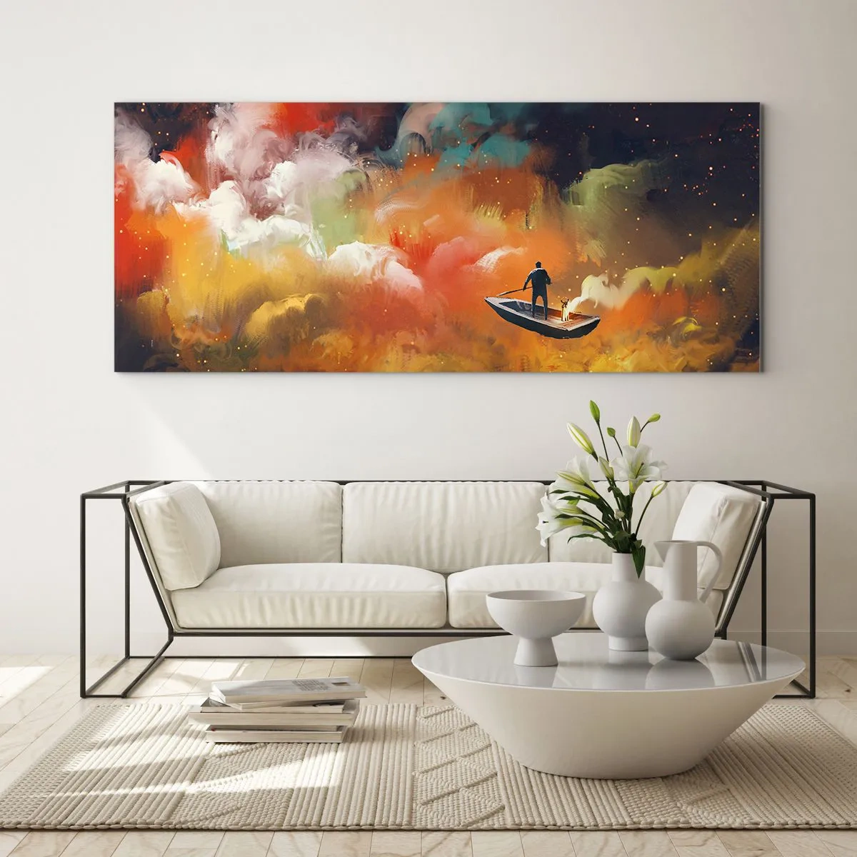 Quadro su vetro - In barca attraverso la galassia - 90x30 cm