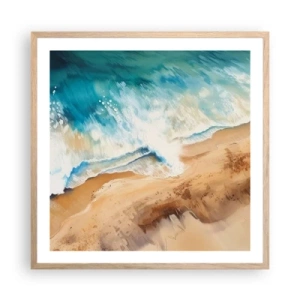Poster in cornice rovere chiaro - L'onda che ritorna - 60x60 cm