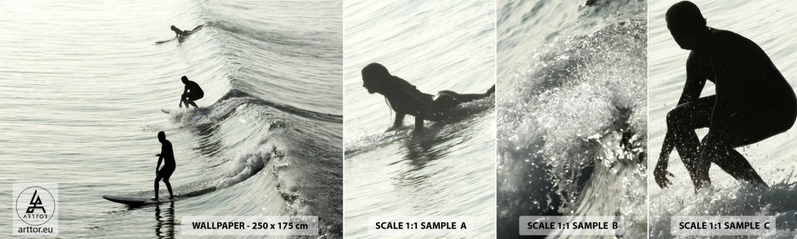 Campione Di Fotomurale Standard Eco - Onde all'incontro - Fare surf, Sport, Oceano - 100x30 cm