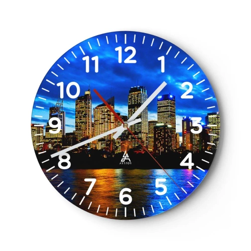 Orologio da parete - Orologio in Vetro - Notte di luci e colori - 30x30 cm