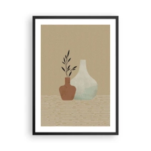 Poster in cornice nera - Illustrazione di vasi in ceramica dai colori tenui - 50x70cm - Il vaso e il suo concetto - Decorazione murale moderna per soggiorno e camera da letto ARTTOR