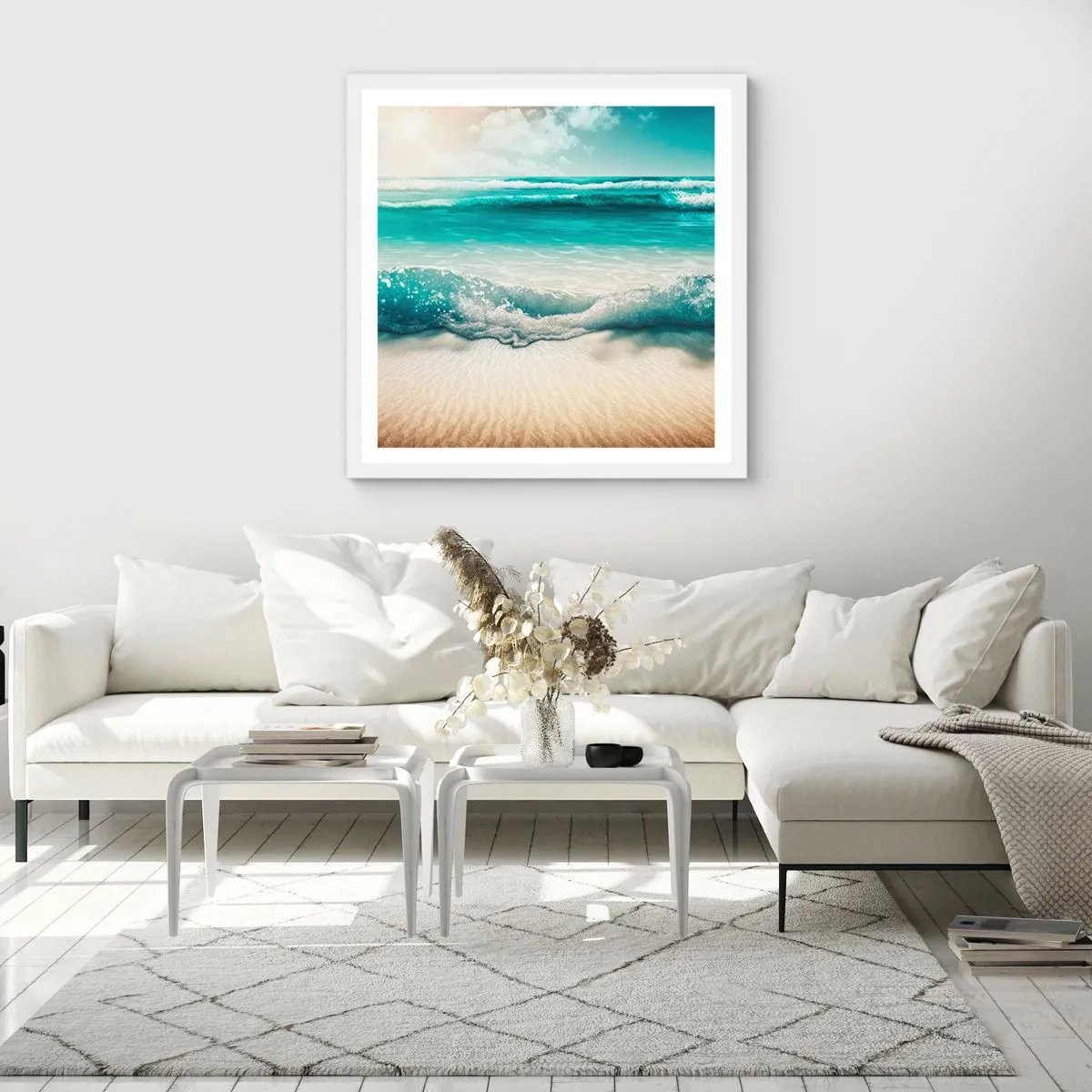 Poster in cornice bianca - La calma dell'oceano - 60x60 cm