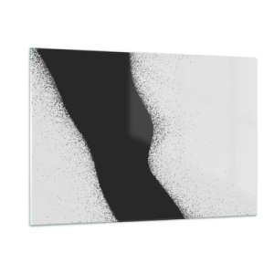 Quadro su vetro - Astrazione minimalista in bianco e nero con gradiente di punti - 120x80cm - Equilibrio fluido - Decorazione murale moderna per soggiorno e camera da letto ARTTOR