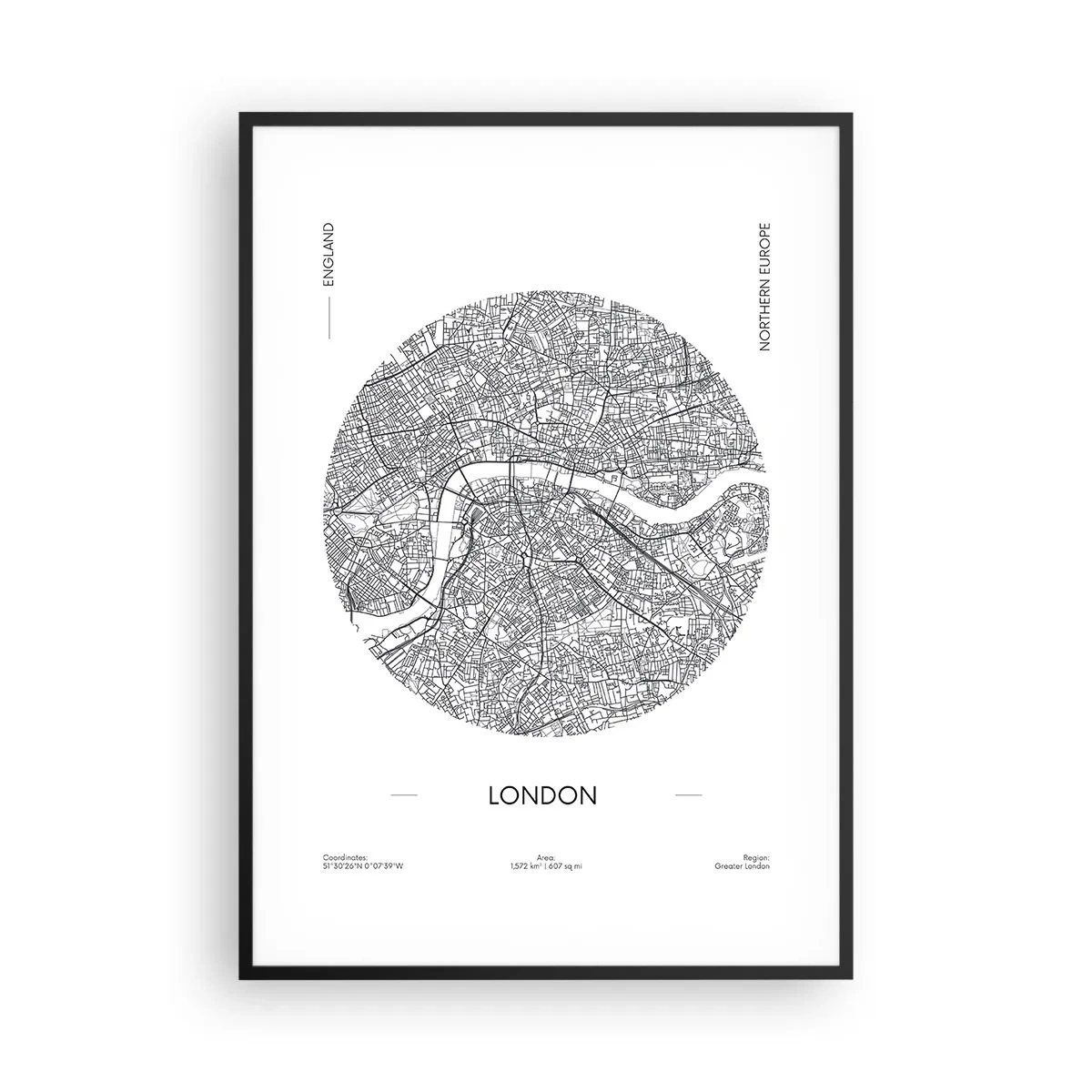 Poster in cornice nera - Anatomia di Londra - 70x100 cm
