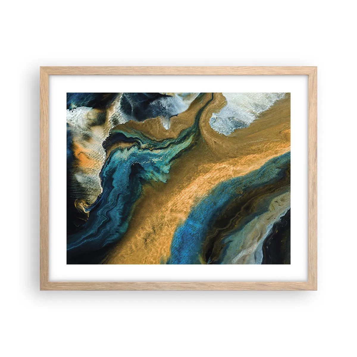 Poster in cornice rovere chiaro - Blu-oro: influenza reciproca - 50x40 cm