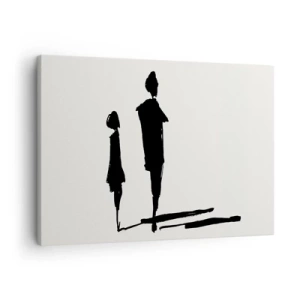 Quadro su tela - Stampe su Tela - Silhouette di due persone in nero su sfondo chiaro - 70x50cm - Sicuramente insieme? - Decorazione murale moderna per soggiorno e camera da letto ARTTOR