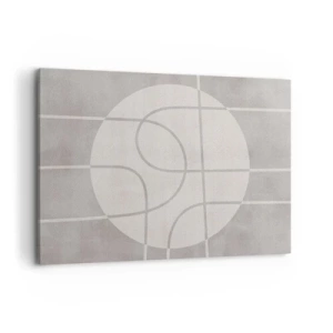 Quadro su tela - Stampe su Tela - Motivo geometrico nei toni del grigio e del bianco - 100x70cm - Tondo e dritto - Decorazione murale moderna per soggiorno e camera da letto ARTTOR