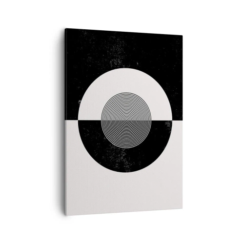 Quadro su tela - Stampe su Tela - Motivo grafico in bianco e nero a contrasto - 50x70cm - Armonia in bianco e nero - Decorazione murale moderna per soggiorno e camera da letto ARTTOR