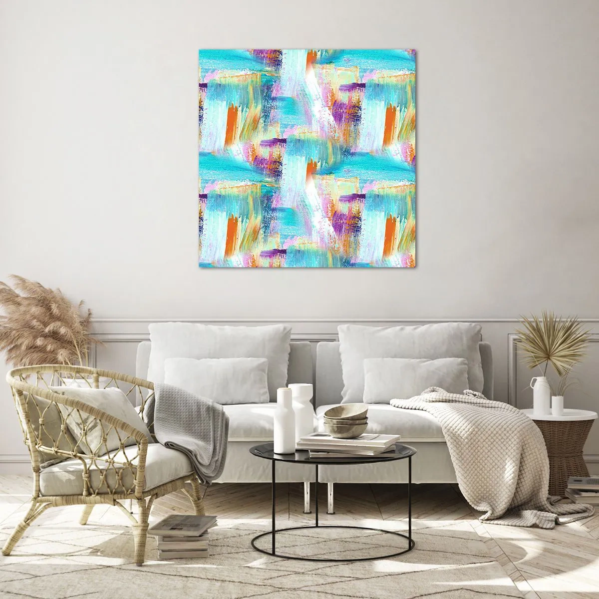 Quadro su vetro - Mite intreccio soffuso - 60x60 cm