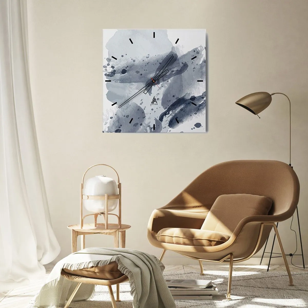 Orologio da parete - Orologio in Vetro - Studio della natura dell'acqua - 40x40 cm