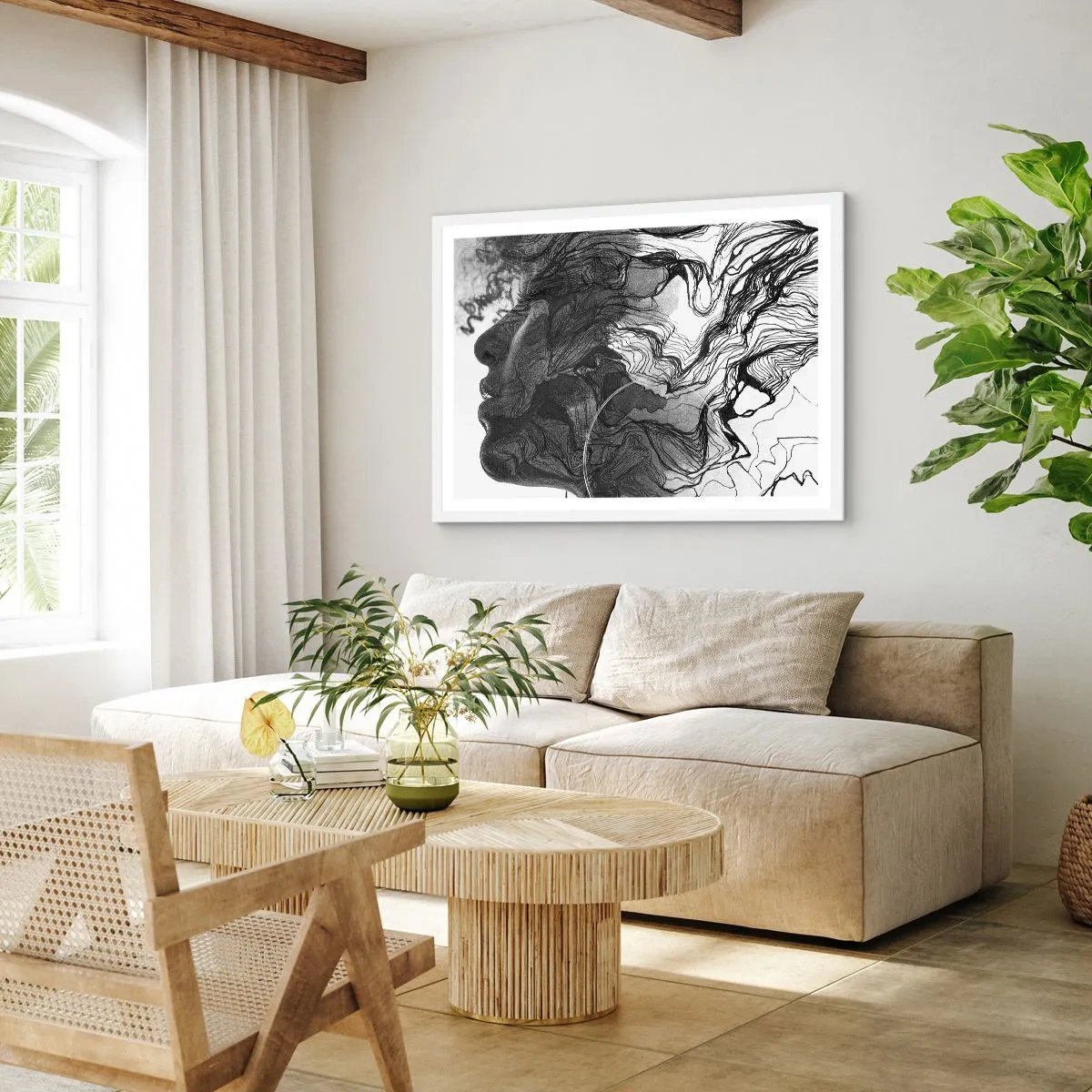 Poster in cornice bianca - Aggrovigliata nei sogni - 40x30 cm