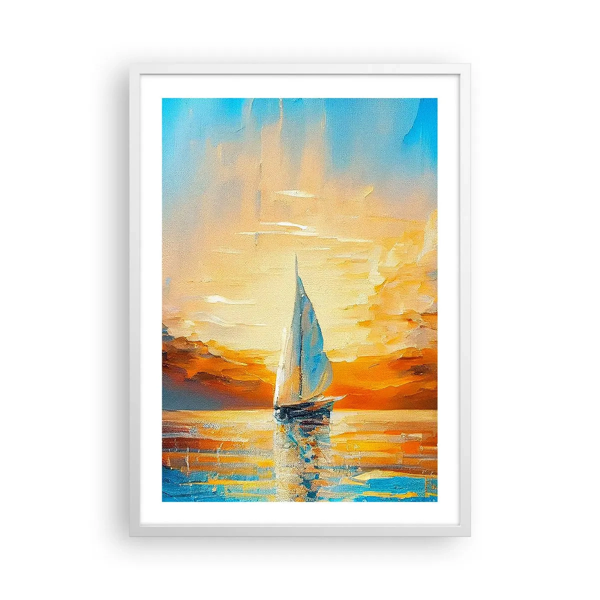 Poster in cornice bianca - Navigando nell'oro - 50x70 cm