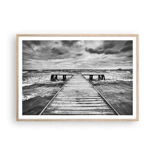 Poster in cornice rovere chiaro - Aspetto che il vento le scacci via... - 100x70 cm